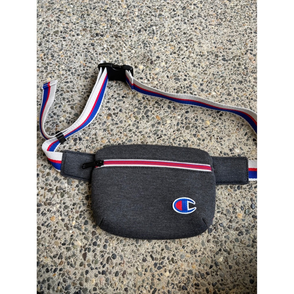 Champion Fanny Pack Waist‎ Bag Men's Grey Adjustable Strap Zipper Pouch